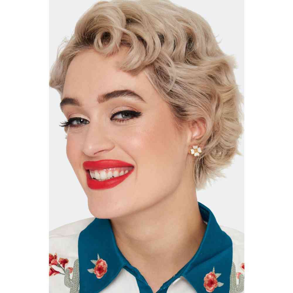 Voodoo Vixen - Heart Petal Stud Ohrringe - WeiÃŸ
